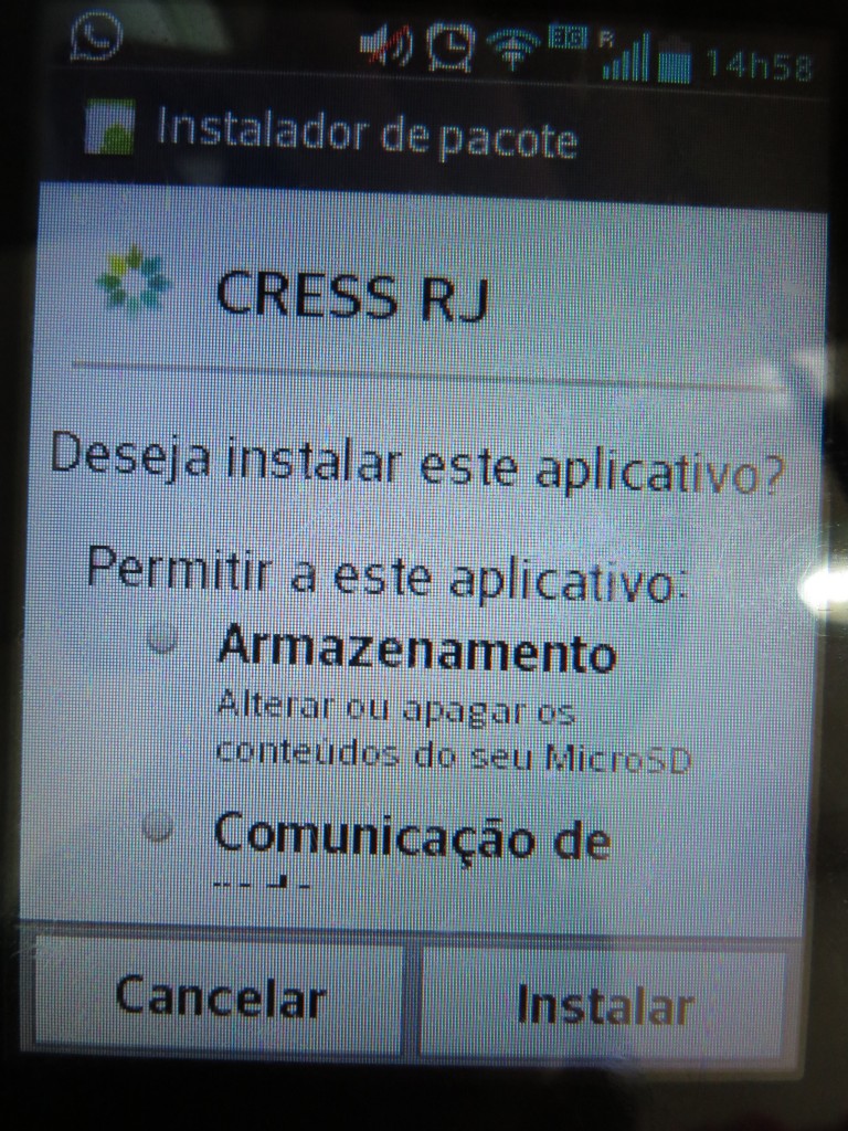 Passo 10: O seu aparelho perguntará o que você autoriza que o aplicativo faça, as opções ficam por sua conta. Após se decidir, clique em "Instalar"