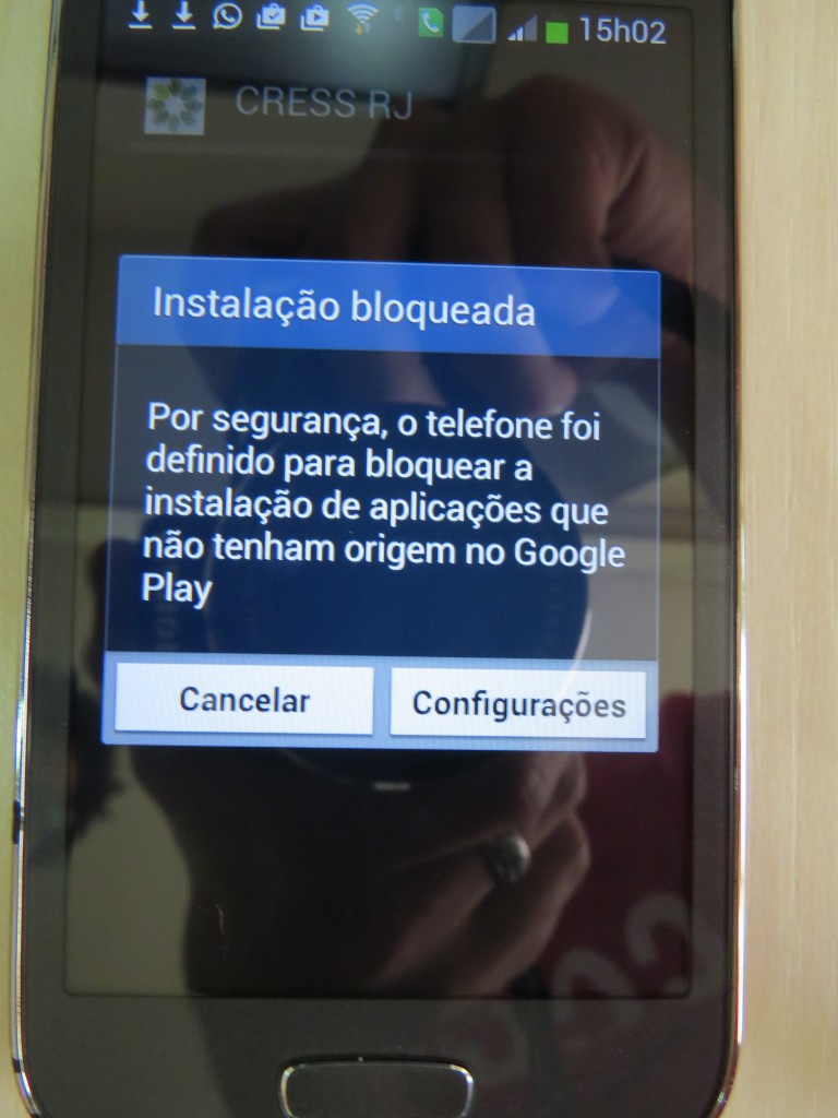 Passo 5: Se essa mensagem aparecer clique em "Configurações"