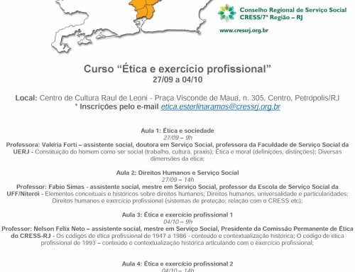 27/09 a 04/10 – Curso “Ética e exercício profissional”