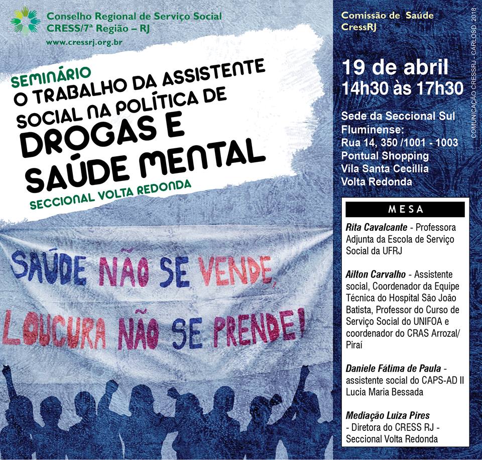 19/04 - O trabalho da assistente social na política de drogas e saúde  mental - CRESS
