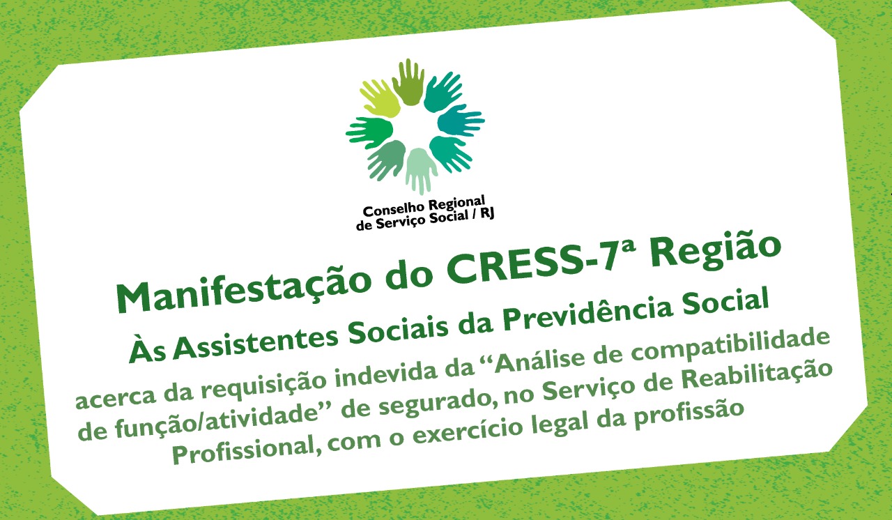 CRESS RJ divulga manifestação às Assistentes Sociais da Previdência Social  - CRESS