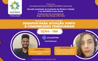 Cartaz com informações do evento e foto dos convidados.