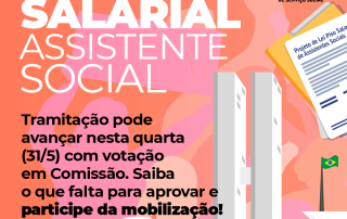 Card laranja destaca ilustração de pessoas mobilizadas e uma imagem do Congresso Nacional